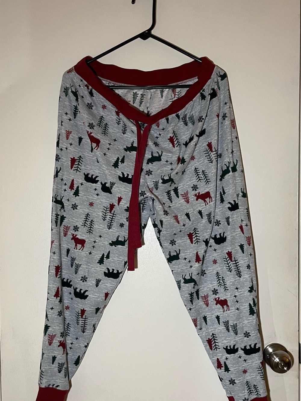 #19 Merry Lane Women’s XL Christmas Moose 2pc Knit Pajama Set Long Sleeve